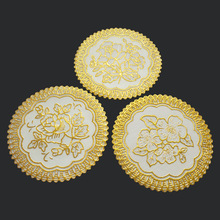 12CM家用烫金创意水杯餐垫圆形PVC隔热垫杯垫