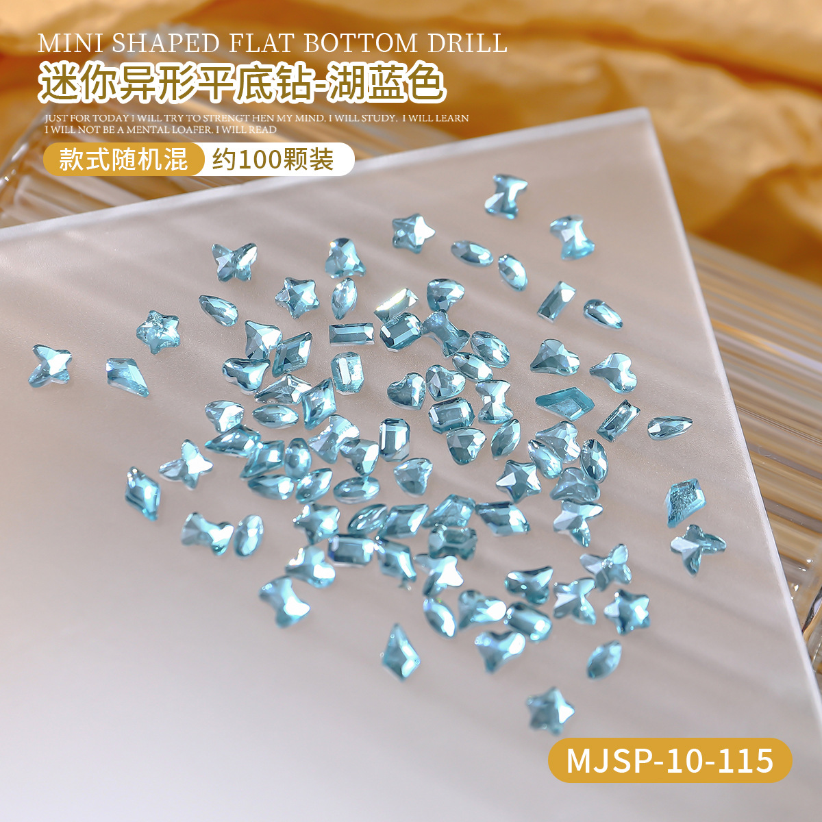 Mini joyas de manicura plano flash pequeño ojo de caballo pegatina irregular polvo transparente taladro de uñas de forma especial de champán