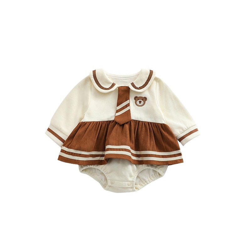 Estilo coreano niños y niñas algodón suéter solapa Caballero estudiante desgaste falda ins bebé pajarita cumpleaños cien días de escalada