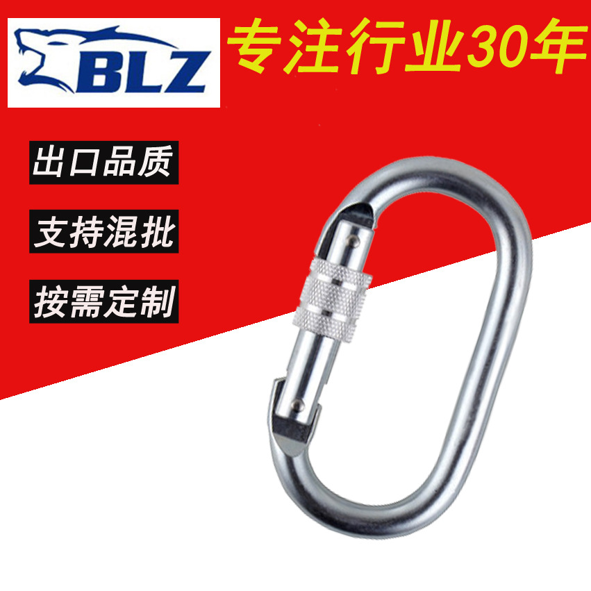 CarbOn Steel ElectrOplated Zinc O-shaped LOck Track Type with Screw Carabiner High Pull Safety Buckle ROck Climbing Main LOck Can Be Printed Steel