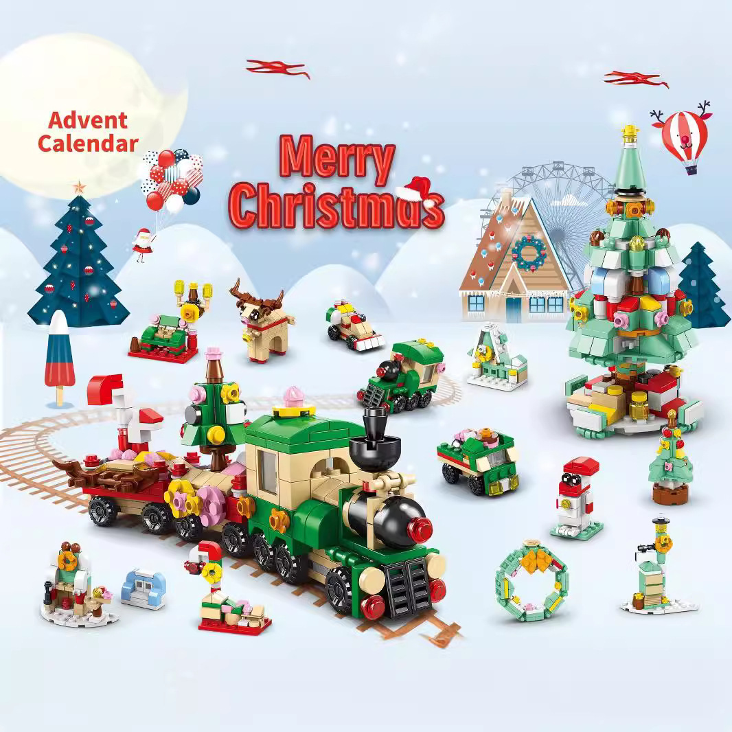 Lele Brothers 8972 Christmas Blind Box Poke Dongdong Le Regalos transfronterizos para niños Montar bloques de construcción Modelo de juguete