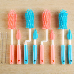 Factory Direct Supply Straw Brush for Babies, Bottles, 360-Degree Silicone Nipple Brush, 3-Piece Set with Colored Box