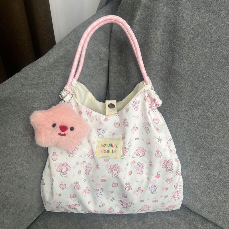 New Cute Melody Shoulder Bag Female Student Korean Style Class Tote Bag Cartoon Large Capacity Handbag Commuting