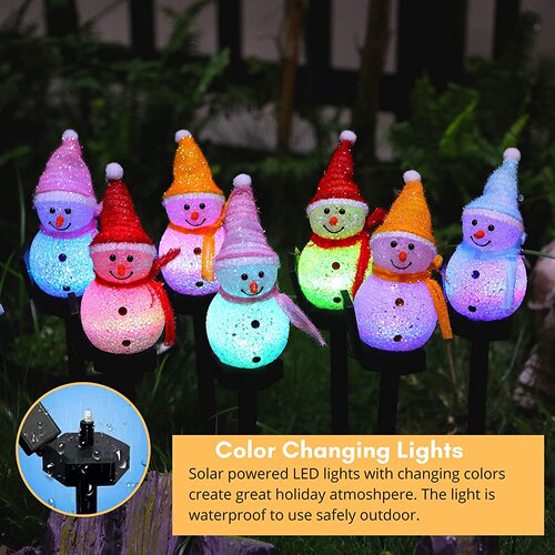 Solar-powered Christmas snowman ground lights, Outdoor solar Christmas festival lights, garden ambiance courtyard landscape lights
