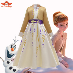 冰雪奇緣2艾莎童裙外貿童裝安娜公主女童禮服girldress聖誕連衣裙