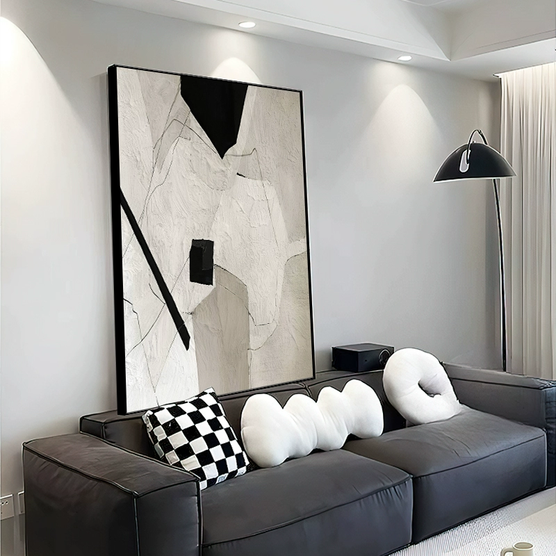Черно-белая серая абстрактная картина для украшения гостиной в стиле ваби-саби, подвесная картина, вход, диван, фон, настенная живопись, настенная живопись в коридоре