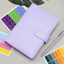 跨境A6活页夹创意笔记本拉链袋马卡龙PU皮质活页本现金预算手账本