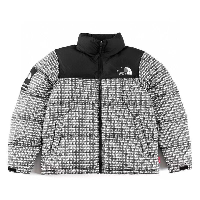 Cross-border North Face Supreme limited edition studded logo puffy down jacket for men and women, trendy casual versatile coat Cross-border North Face Supreme limited edition studded logo puffy down jacket for men and women, trendy casual versatile coat