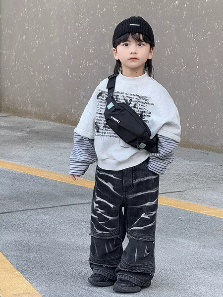 Trendy Cool Boys' Crossbody Chest Bag Contrasting Color Fashionable Simple All-Match Children's Girls' Change Shoulder Bag Baby's Backpack