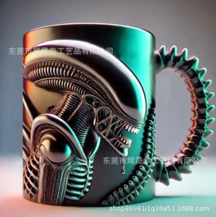 跨境新款Xenomorph Mug异形马克杯热转印平面3D效果咖啡杯|undefined