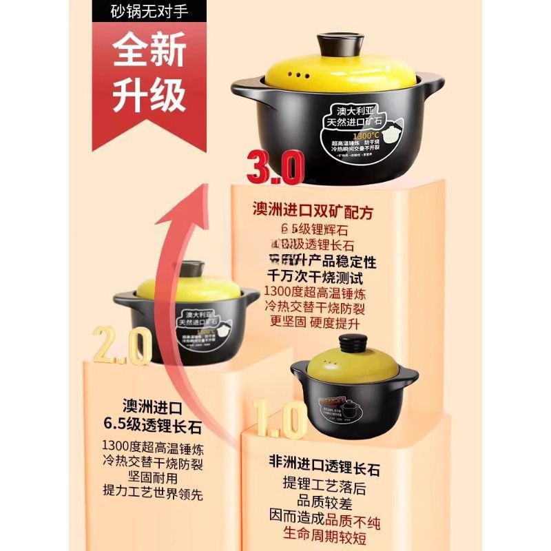 砂锅炖锅家用燃气耐高温陶瓷煲汤锅干烧不裂煤气灶汤煲仔沙锅|undefined