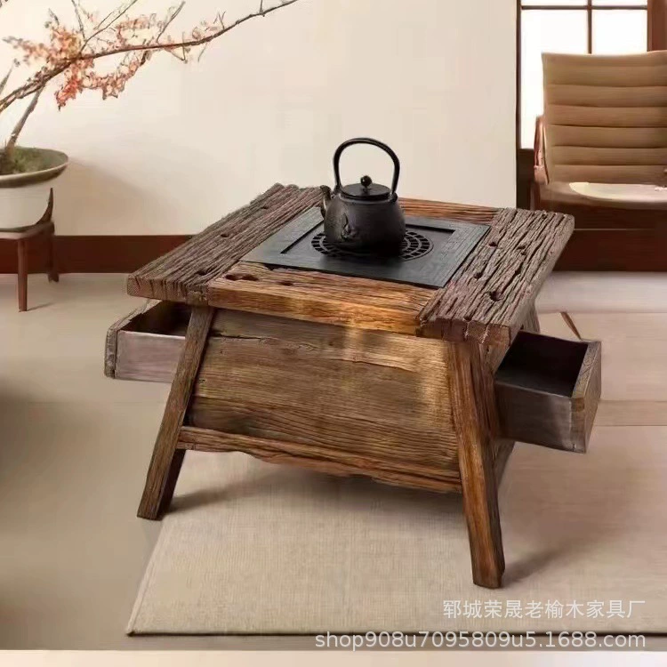 Чай из цельного дерева маленький квадратный стол старый чай из вяза домашний стол на террасе