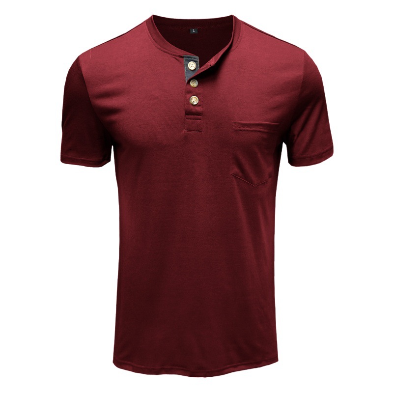 Camiseta táctica de manga corta con cuello redondo Henry para hombre de Amazon, camiseta polo clásica informal europea y americana para hombre