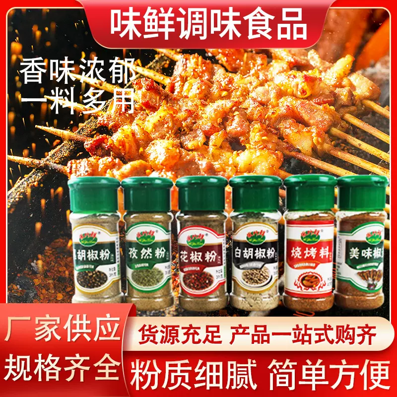 批发烧烤调味料户外烤鱼烤肉料家用孜然黑白胡椒粉烧烤撒料蘸料