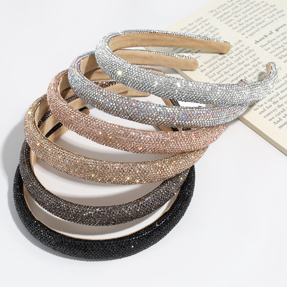 40g Weight Hair Band Hair Accessories Type 1 Piece Quantity Daily Occasion Rhinestone Material Solid Color Pattern Women's Gender Simple Style Style Women's Simple Style Solid Color Rhinestone Hair Band 3