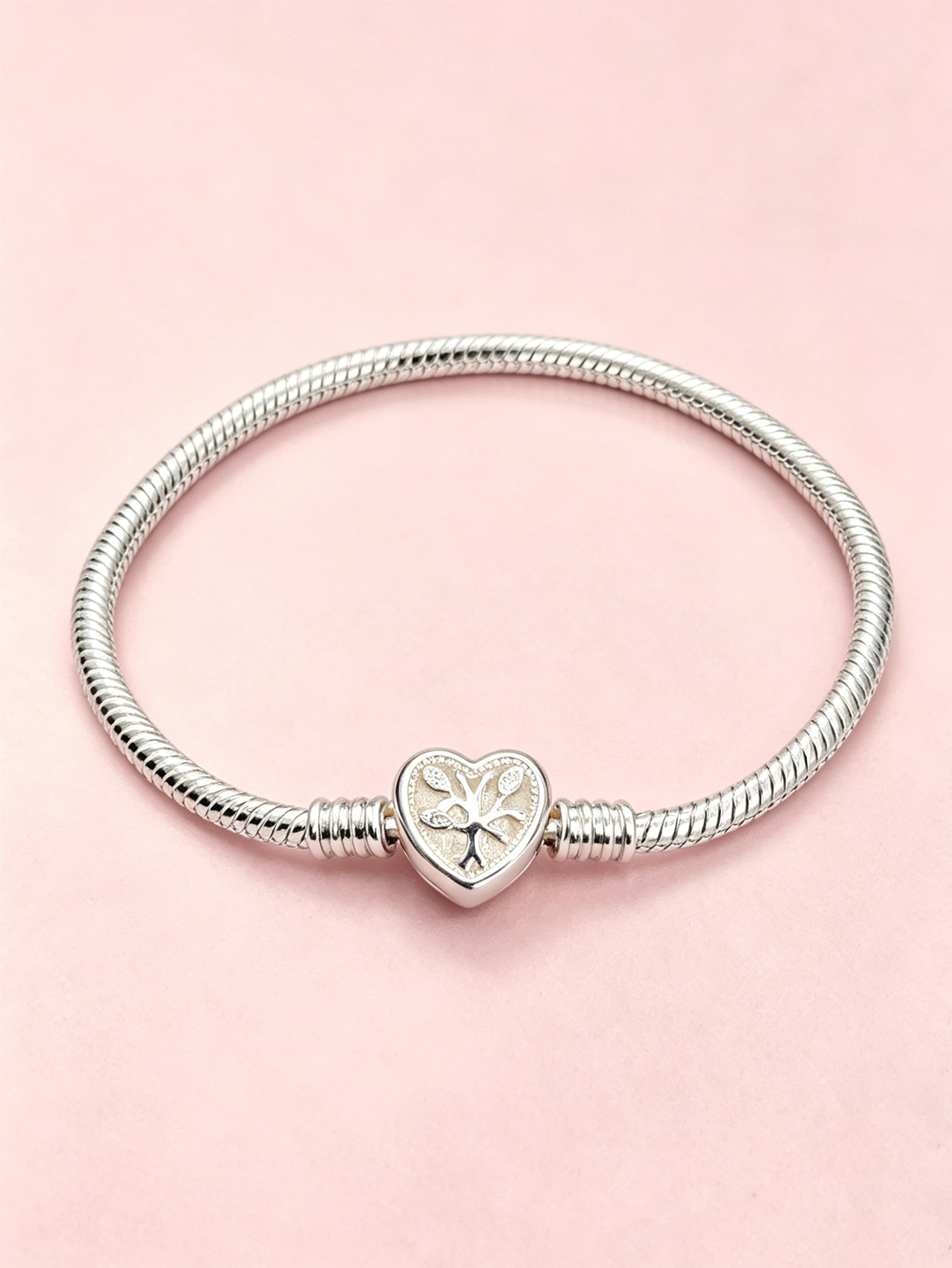 Panjia pulsera desmontable bronce simple pulsera plateada de piedra amor copo de nieve cuatro hojas joyas de la luna