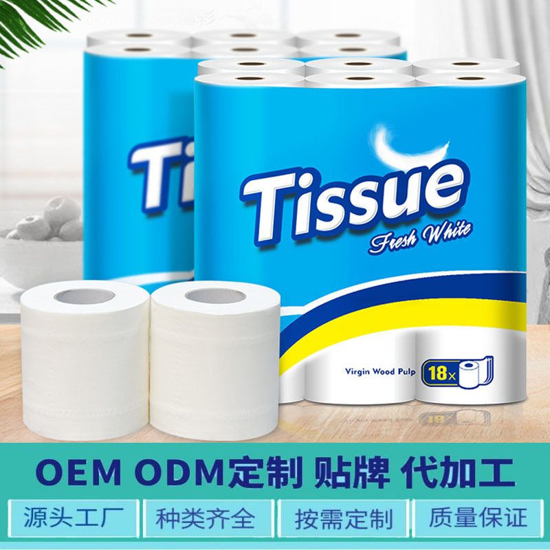 出口装箱tissue家用卫生纸卷纸toilet paper卷筒纸120g空心卷纸