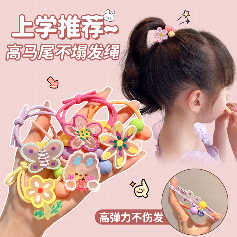 Cauda de caballo alta no colapsar cabello para niñas alta elasticidad no lesiones anillo de cabello dulce lindo cabello atado cabello tocado