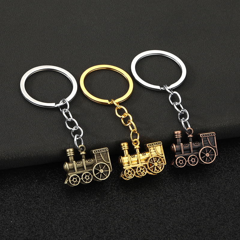 Cross-Border Hot Sale Wholesale DIY Alloy Jewelry Pendant Cut Out 3D Artificial Steam Train Necklace Bracelet Accessories