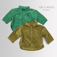 Soft and fluffy good style~ Retro children's corduroy collar shirt neutral men and women baby loose pocket shirt autumn 