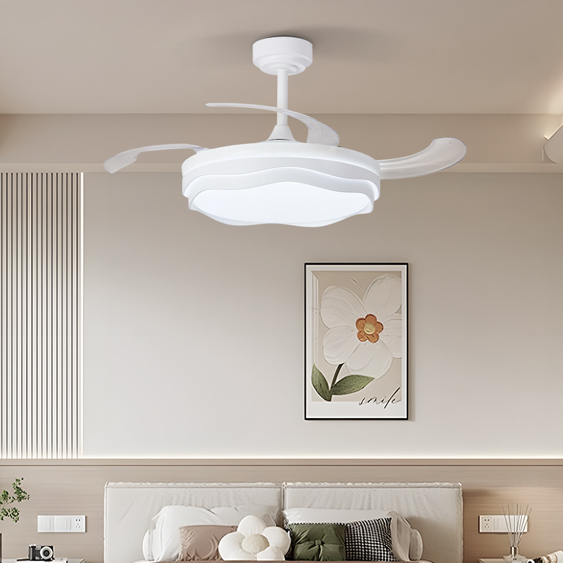 Ventilador de Techo Invisible con Luz de Hierro y ABS, Regulable con Control Remoto, para Sala de Estar y Dormitorio