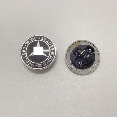 Suitable for Mercedes-Benz hood logo 57mm decoration ERS class GLC GLK CLA CLS hood flat logo front car logo (Car logo) - machine-cover-all-black-wheat-ears