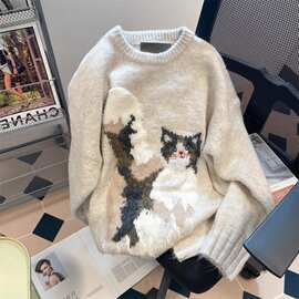 奶fufu慵懒温柔风可爱猫咪软糯毛衣男女秋冬高级感小个子针织上衣
