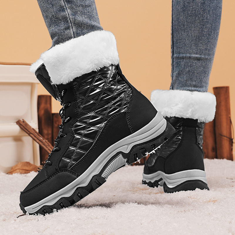 Botas de Nieve de Caña Alta para Mujer, Cuero Sintético, Térmicas para Viajes
