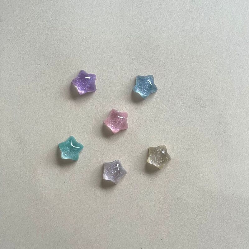 Y2K Qianxi Ice Transparent Glitter Five-Pointed Star Resin Patch DIY Jewelry Accessories Mobile Phone Case Shoe Buckle Material Accessories