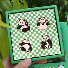 网红爆款熊猫镂空书签 创意中国风礼品黄铜刻度直尺金属书签定制