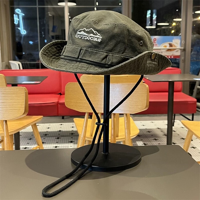 人気のアウトドアレトロフィッシャーマンハット、夏のハイキング、釣り、日焼け止めサンハット、登山、ウエスタンサンシェードカウボーイハット|undefined