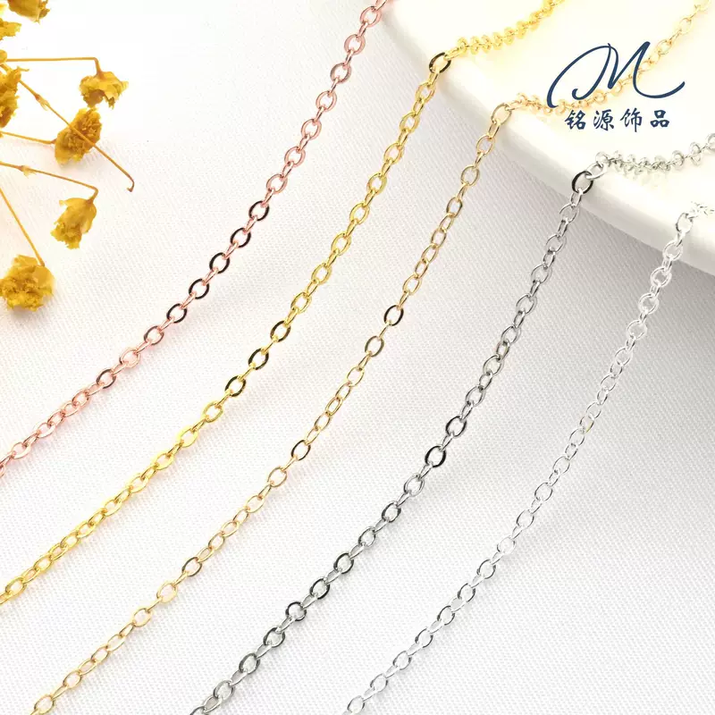Круглая цепь O-образная, медная цепь с цветом золото 14k, ручная работа, заготовка браслета, цепочка для ожерелья, материал хвостовой цепи
