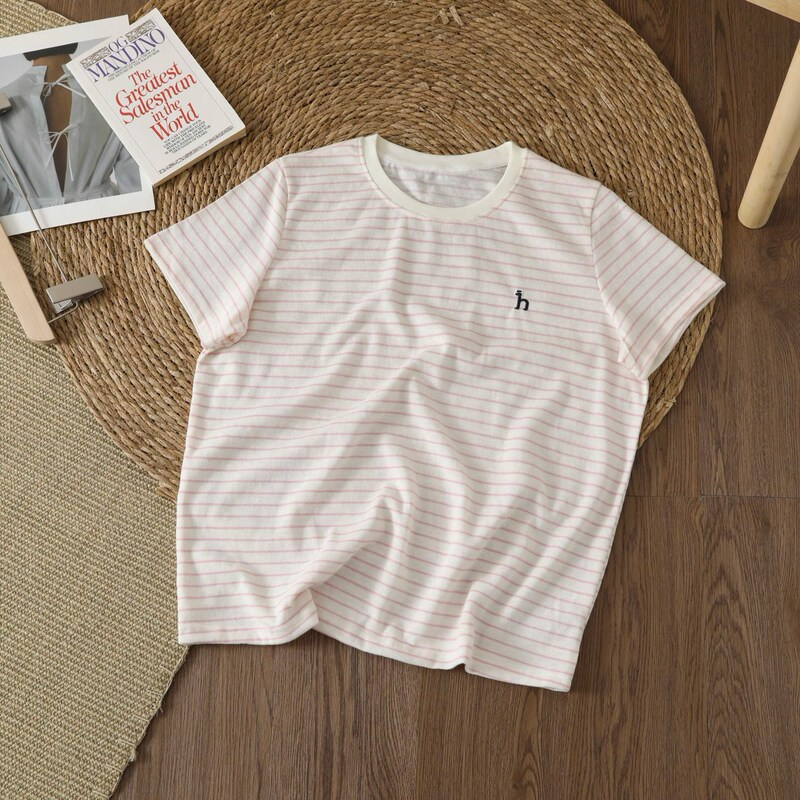 Hazzys/ハギス 25 夏の女性の新しいストライプ夏カジュアル半袖 T シャツドロップシッピング|undefined