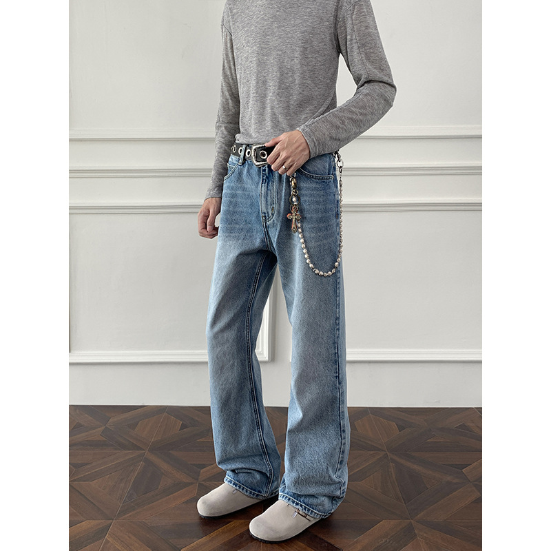 "Herren Retro Slim-Fit Flared Jeans – Vintage-inspirierte Straight-Leg-Jeans für Casual & Streetwear (Größen M-5XL, Classic Blue Wash)"_voghion.com