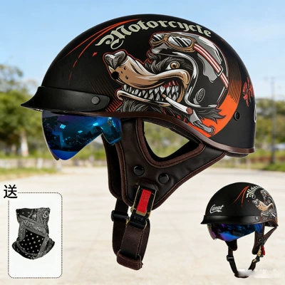 Hot-Selling Foreign Trade 3C, Motosiklet kaskı (dəbilqə) - 05-015-matt-black-whirlwind-dog-with-face-mask-with-white-mirror-m