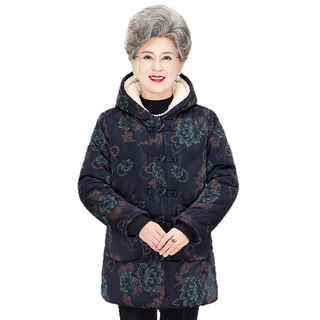 奶奶冬装棉衣中老年人女加绒厚外套太太衣服60岁70妈妈装棉袄批发