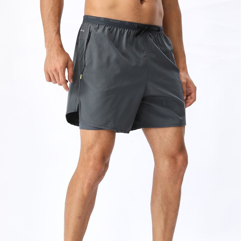 Men's Summer Sports Shorts Outdoor Fitness Running Quick-Dry Three-Quarter Pants Two-In-One Breathable Marathon Mid-Waist Shorts