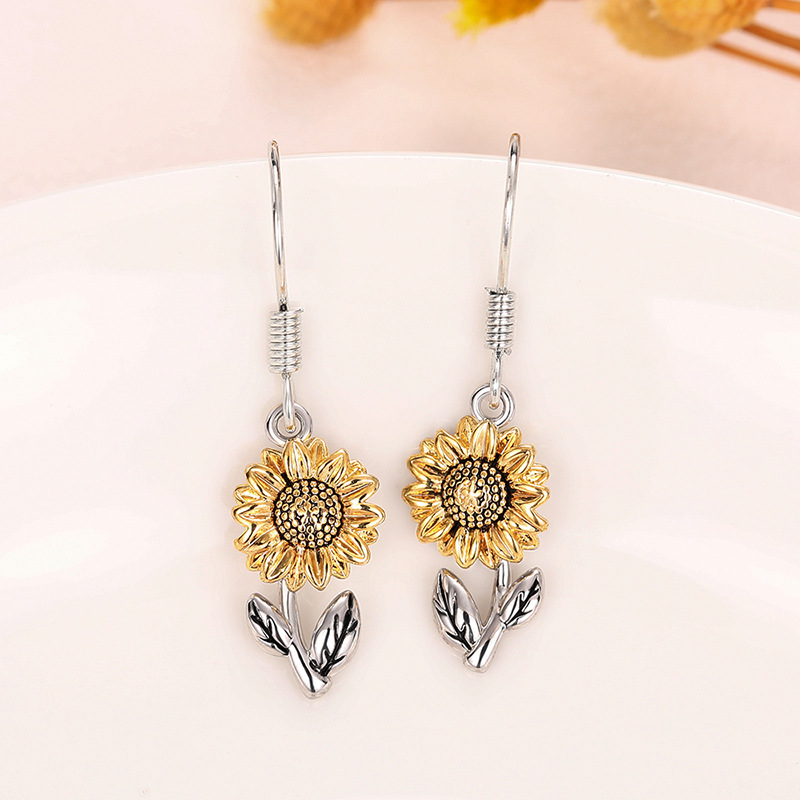 Flower Pattern All Seasons Season 1 Pair Pastoral Flower Copper Drop Earrings