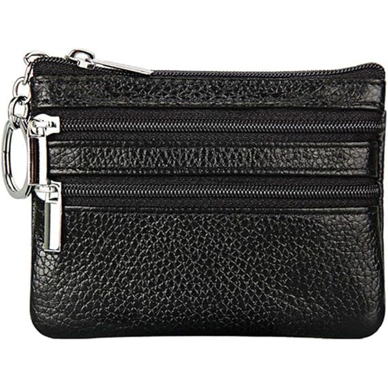 Women's Wallet with Multiple Pockets, Personalized Double Zipper Leather New Product Launched, Pebbled Hand-Carrying Coin Bag