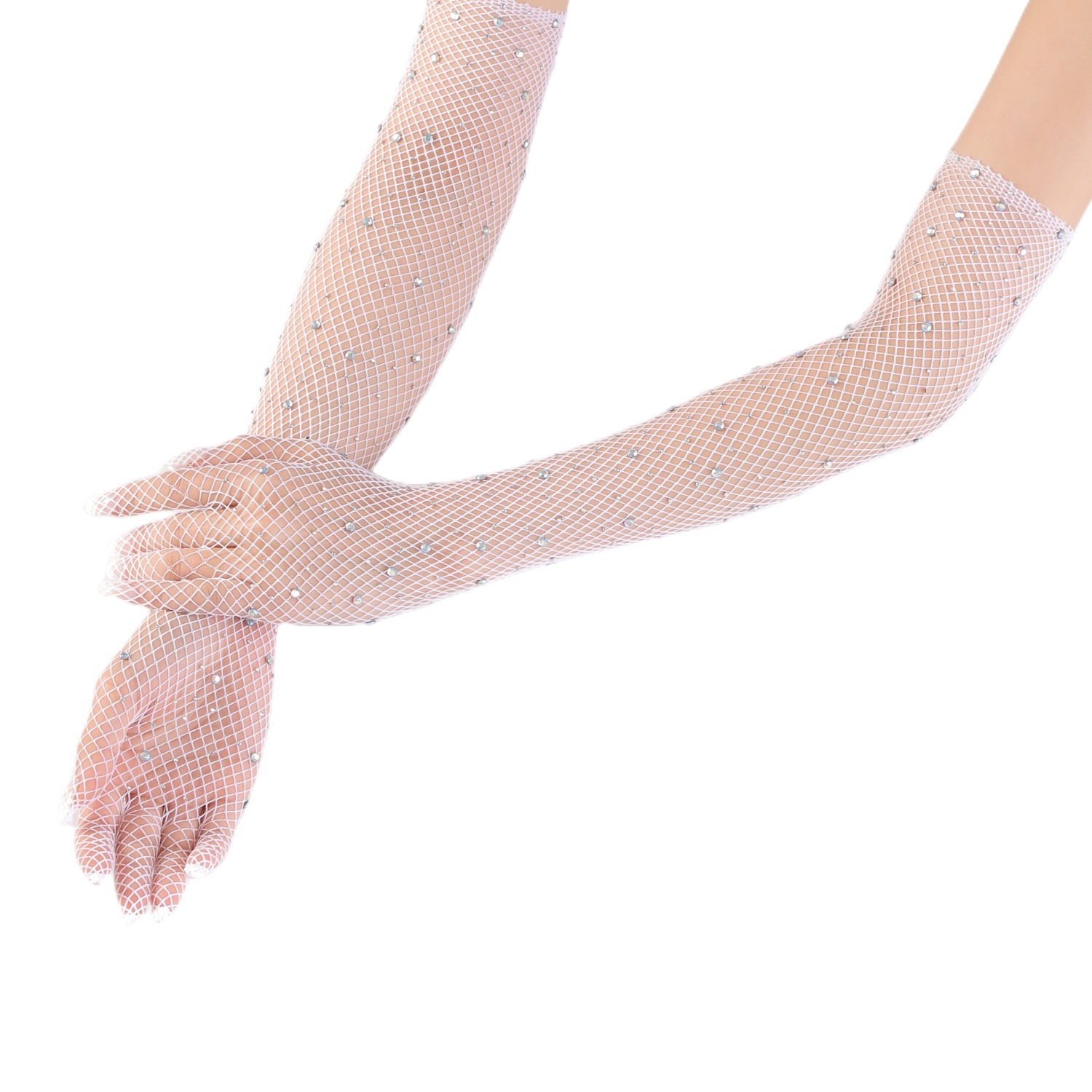 Guanti decorativi per la danza delle donne elastiche divertenti della rete da pesca sexy della discoteca della maglia del diamante caldo di nuova moda_voghion.com