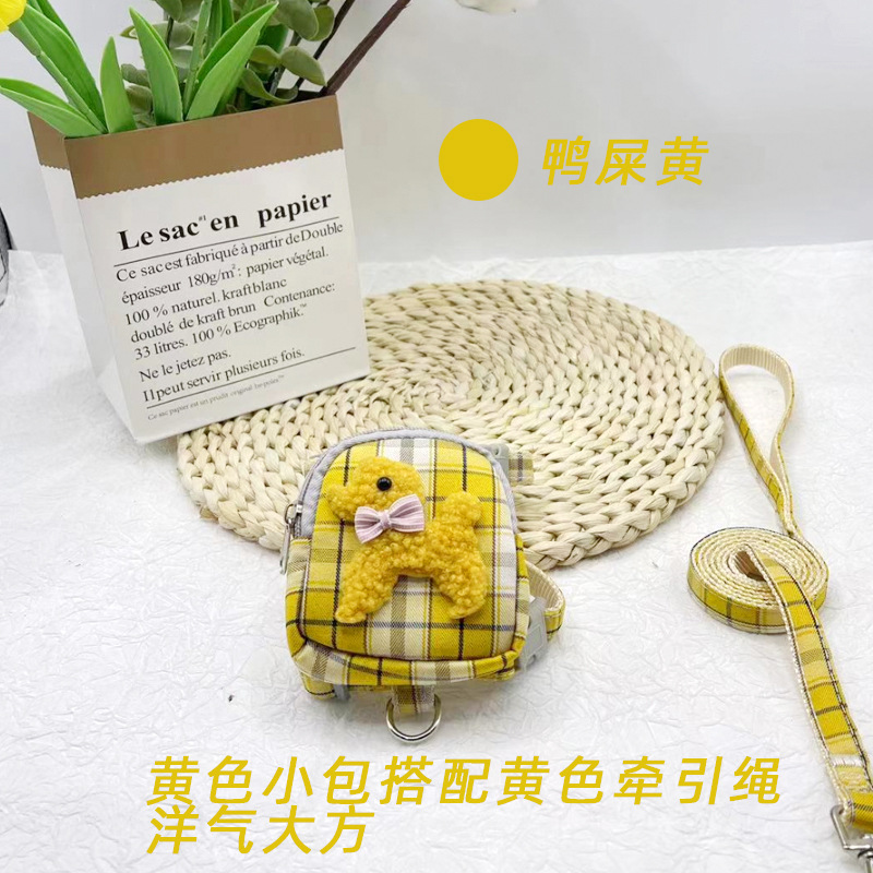 Mochila para mascotas oso de peluche Correa gato perro correa de pecho Cadena de perro cuerda para caminar monedero gato cuerda para caminar