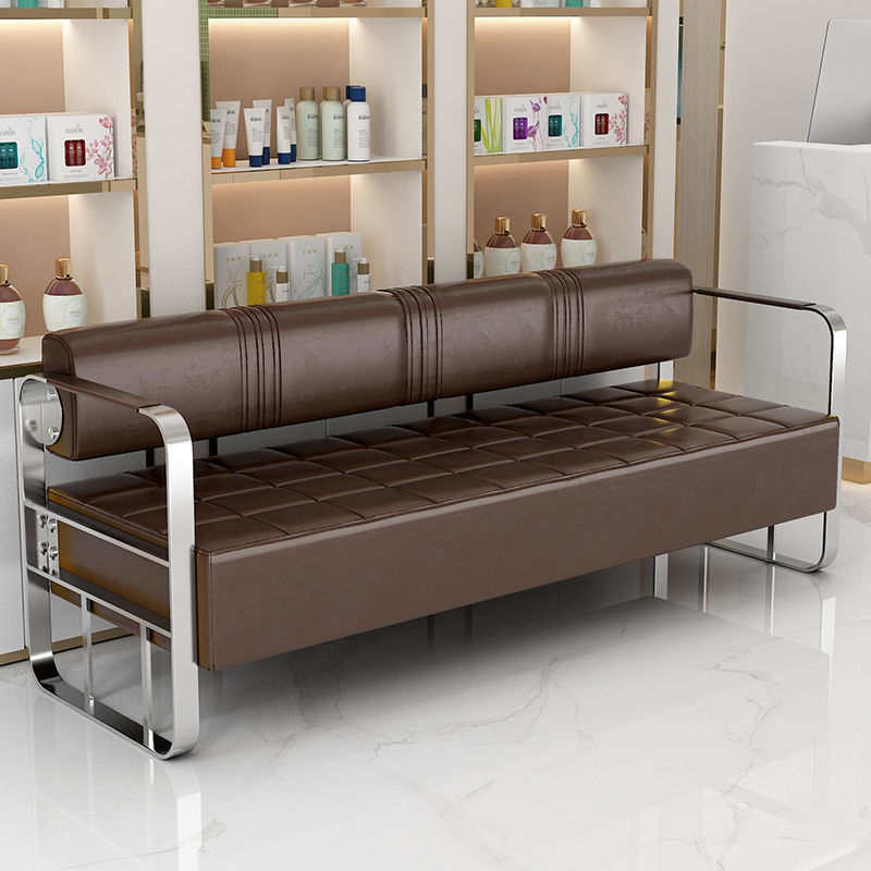 Salón de peluquería de lujo ligero especial salón de peluquería sala de estar de acero inoxidable larga silla de sofá