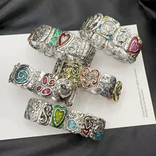 中古小众甜酷复古金属朋克风彩色手链 高级感网红多巴胺滴釉手链