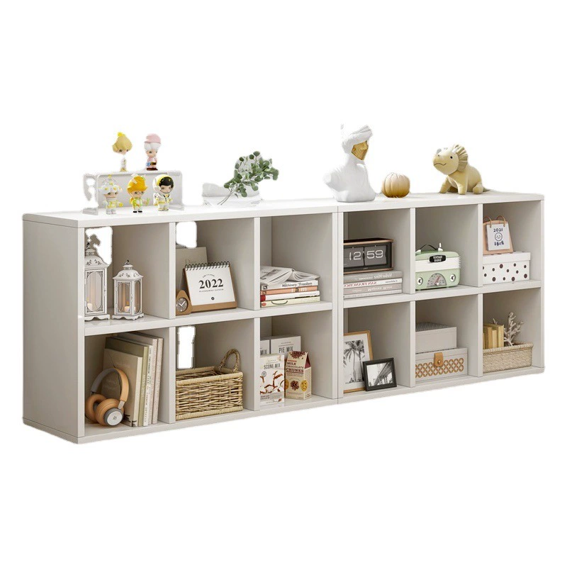 Книжная полка Стеллаж для хранения Напольный книжный шкаф Бытовая гостиная Низкий шкаф для хранения Шкаф для хранения Многослойная стойка Маленький клетчатый шкаф