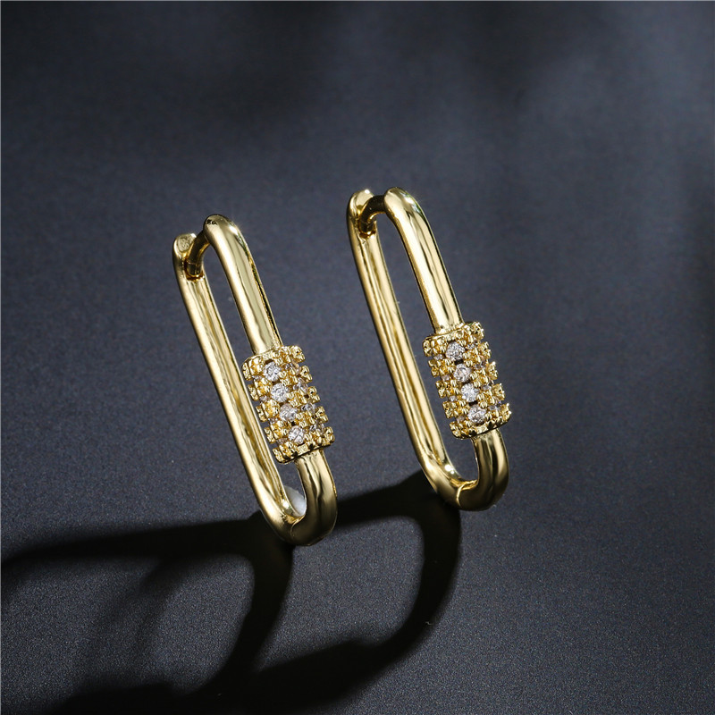 Neue Mode Einfachen Stil Verkupferte Echte Gold Geometrische Ohrringe display picture 5