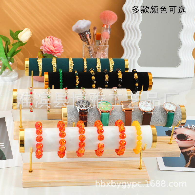 Fabricante de pulseras de madera sólida venta directa relojes de pulseras accesorios de joyería de hierro forjado estante de exhibición