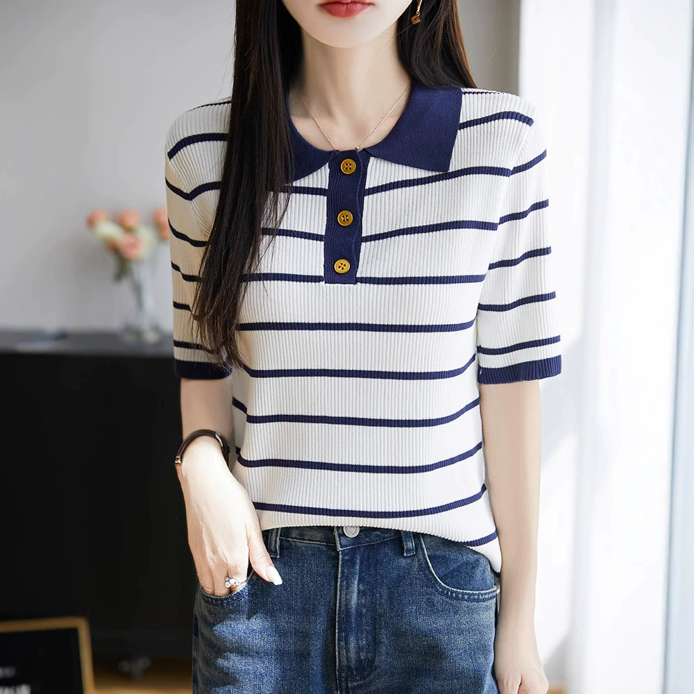 Summer polo, T-shirt, with short sleeve, plus size, western style