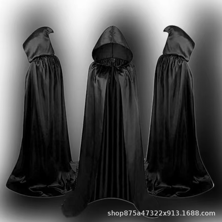 Disfraz de Halloween Seddin negro de la muerte capa capa accesorios con sombrero fantasma día de adultos capa Harry Potter