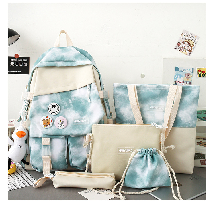 Fashion Tie-dye Large Capacity Canvas Bag Five-piece Set Wholesale Nihaojewelry display picture 29