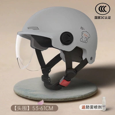 half helmet, safety helmet for electric — Motosiklet kaskı (dəbilqə) - grey-dog-safety-and-anti-fall-3c-certified-transparent-short-mirror